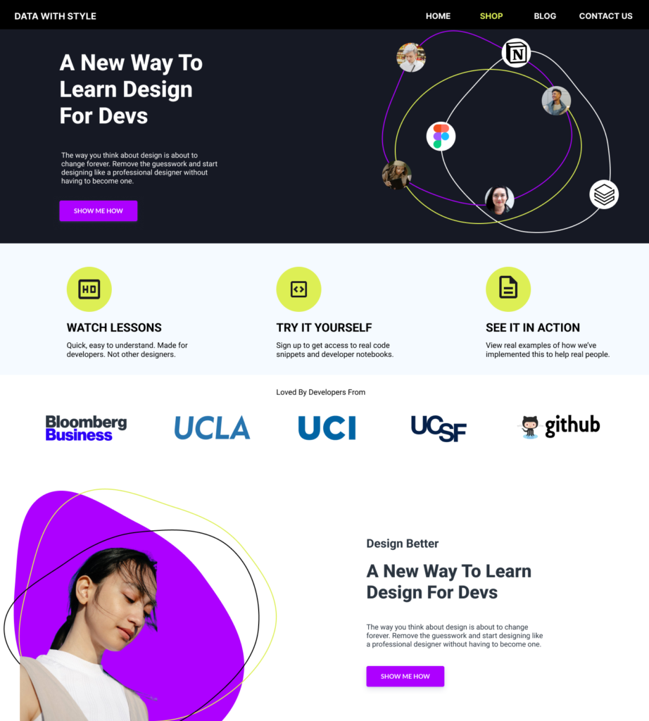 Figma for product marketing landing page mockup example by Jacky So