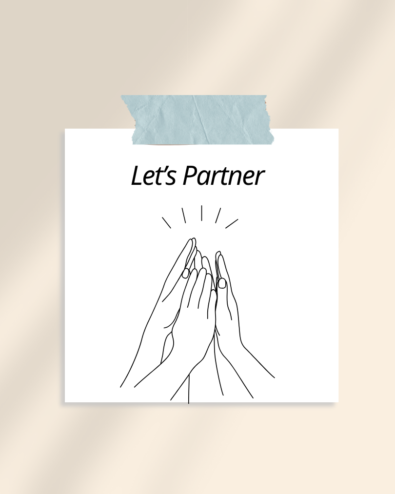 Let's partner Image of high five doodles saying Let's Partner